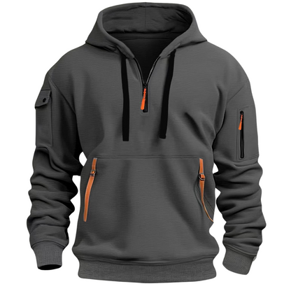 Sweat à capuche homme, zip, poches, sportif