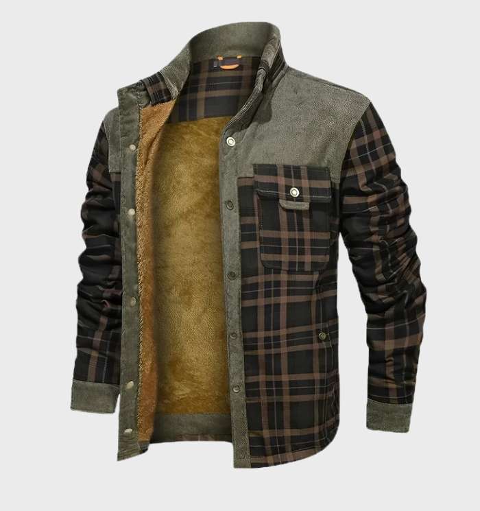 Chemise à carreaux en flanelle chaude pour homme, doublée polaire