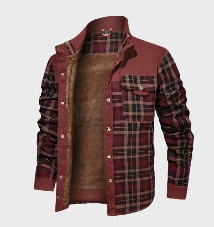 Chemise à carreaux en flanelle chaude pour homme, doublée polaire