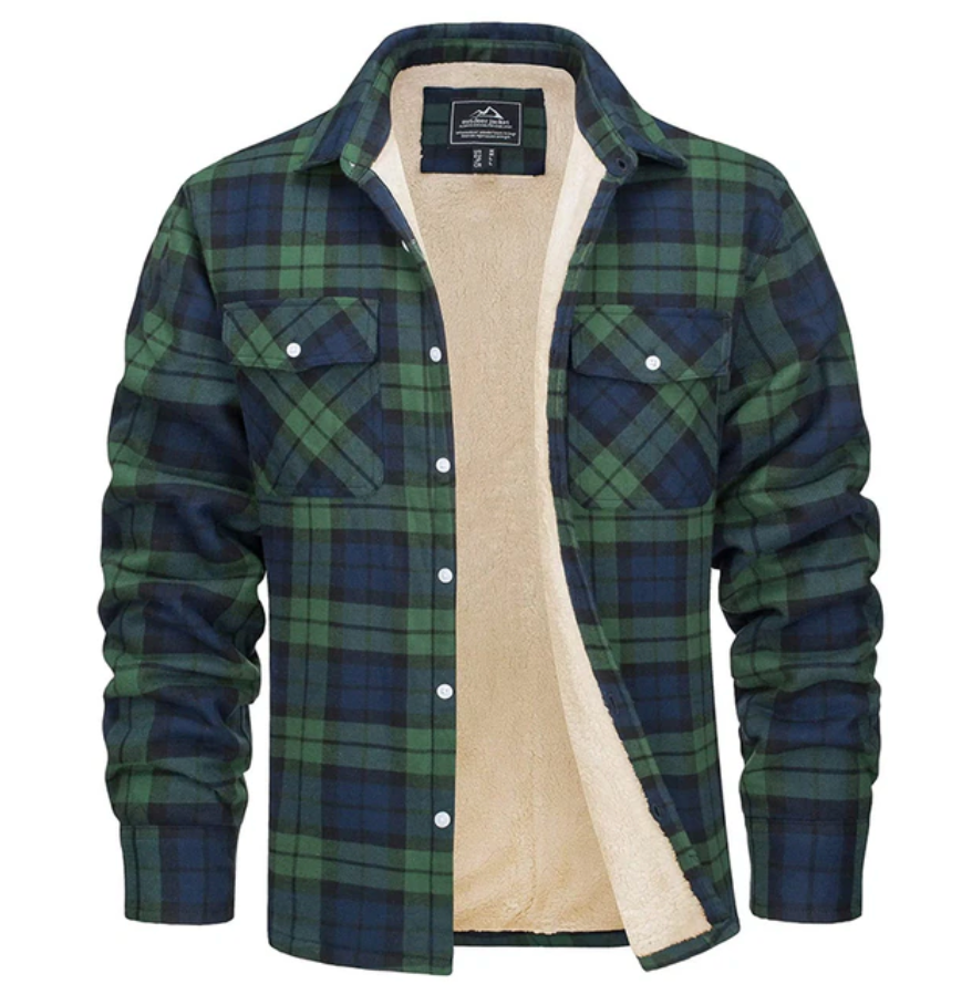 Chemise à carreaux en flanelle polaire chaude pour homme