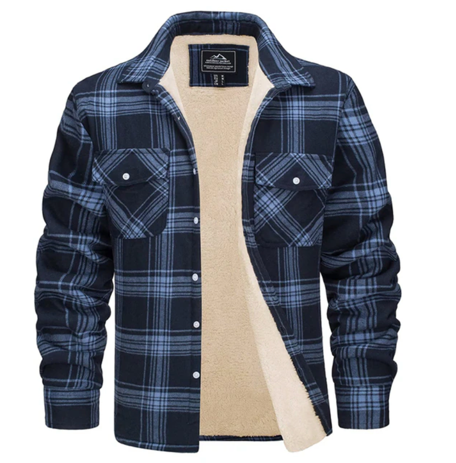 Chemise à carreaux en flanelle polaire chaude pour homme