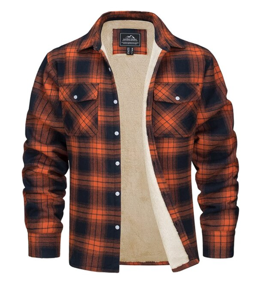Chemise à carreaux en flanelle polaire chaude pour homme