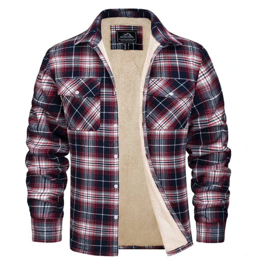 Chemise à carreaux en flanelle polaire chaude pour homme
