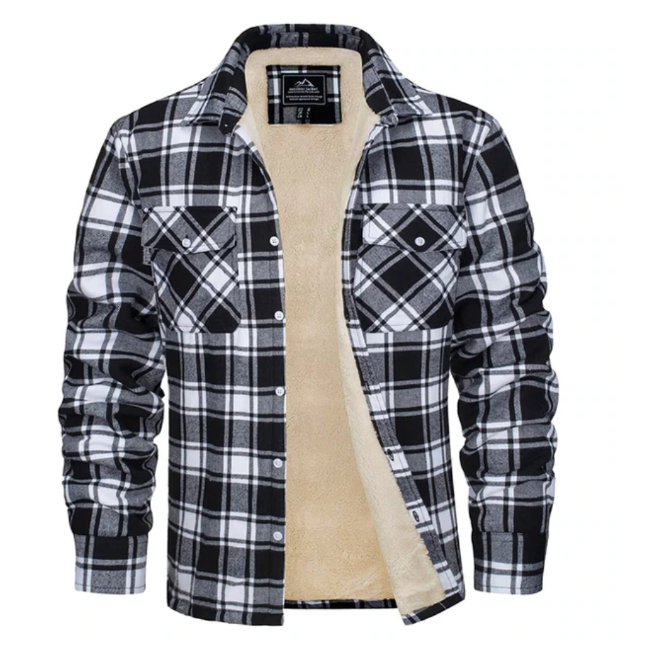 Chemise à carreaux en flanelle polaire chaude pour homme