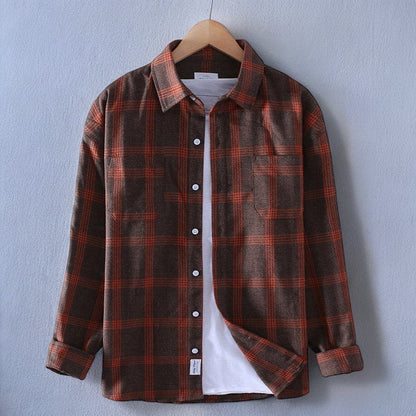 Chemise de flanelle à carreaux confortable à manches longues pour hommes