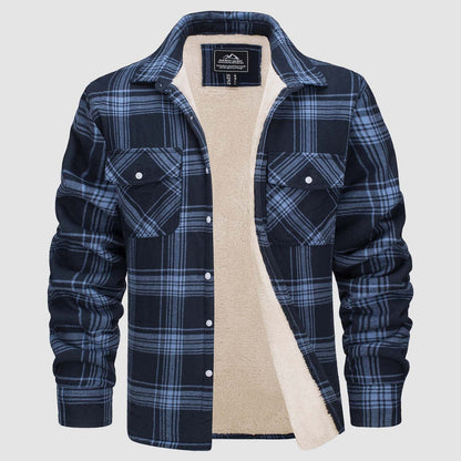 Veste polaire à carreaux en flanelle chaude pour homme