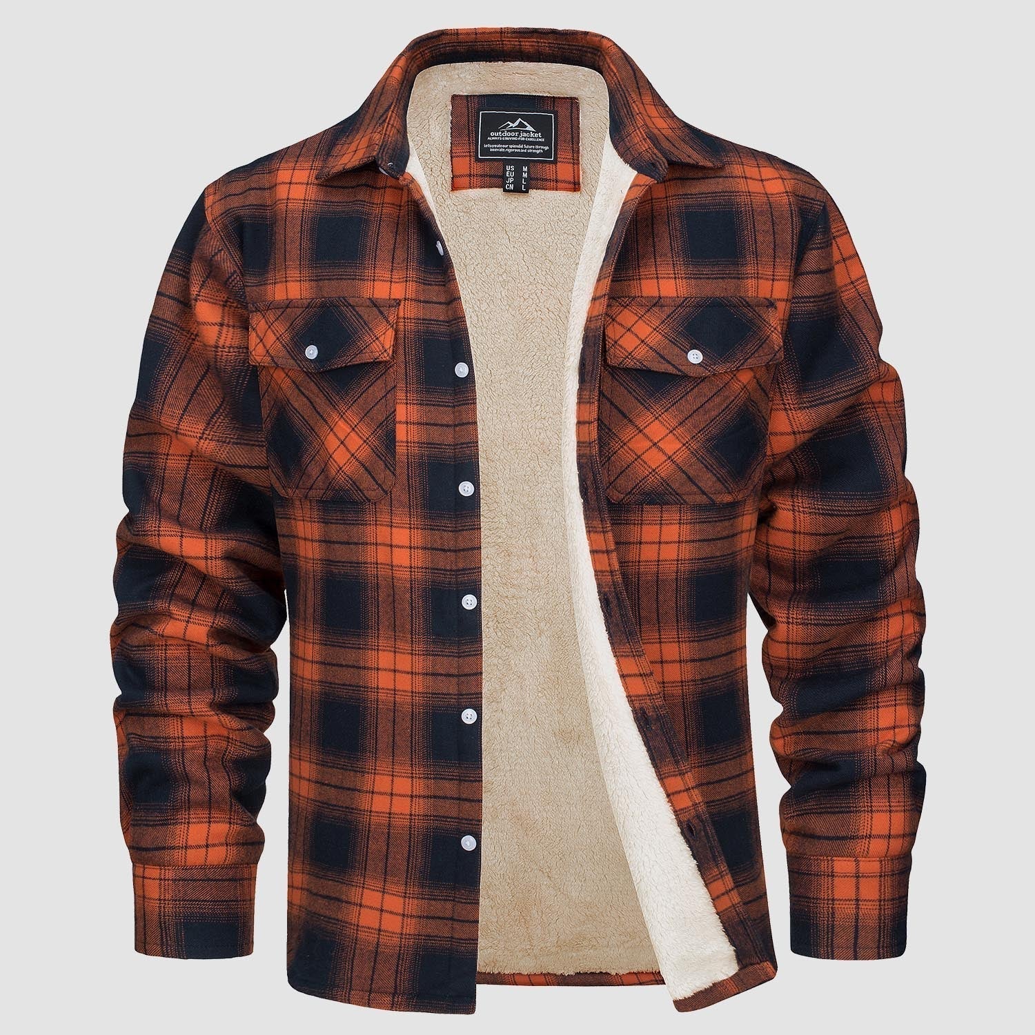 Herren Flanelljacke Kariert Warm Fleece Winterjacke - IdealeKleiden