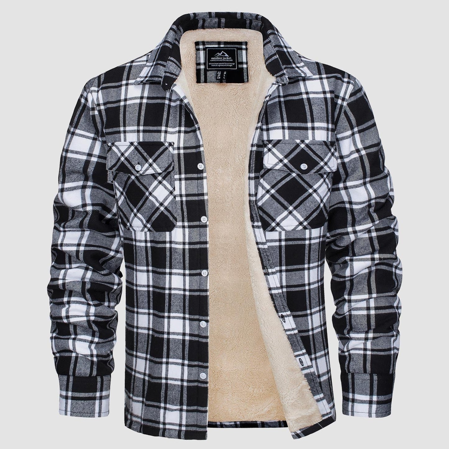 Veste polaire à carreaux en flanelle chaude pour homme