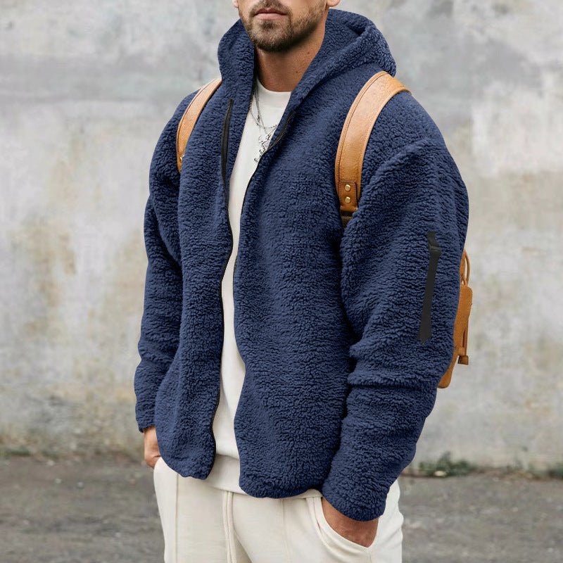 Veste Polaire Chaude Homme Teddy à Capuche Zippée