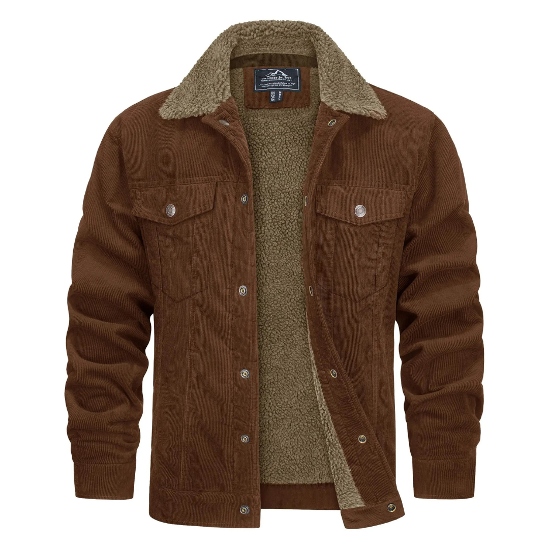 Veste d'hiver homme Velours côtelé Doublure polaire Chaude