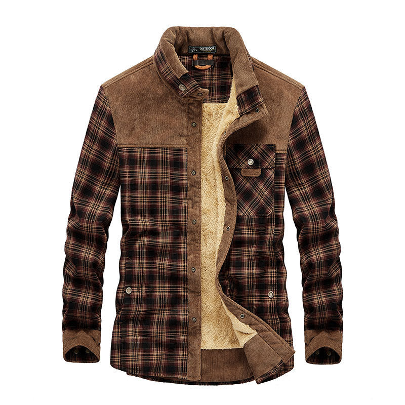 Veste surchemise en molleton chaud à carreaux pour homme