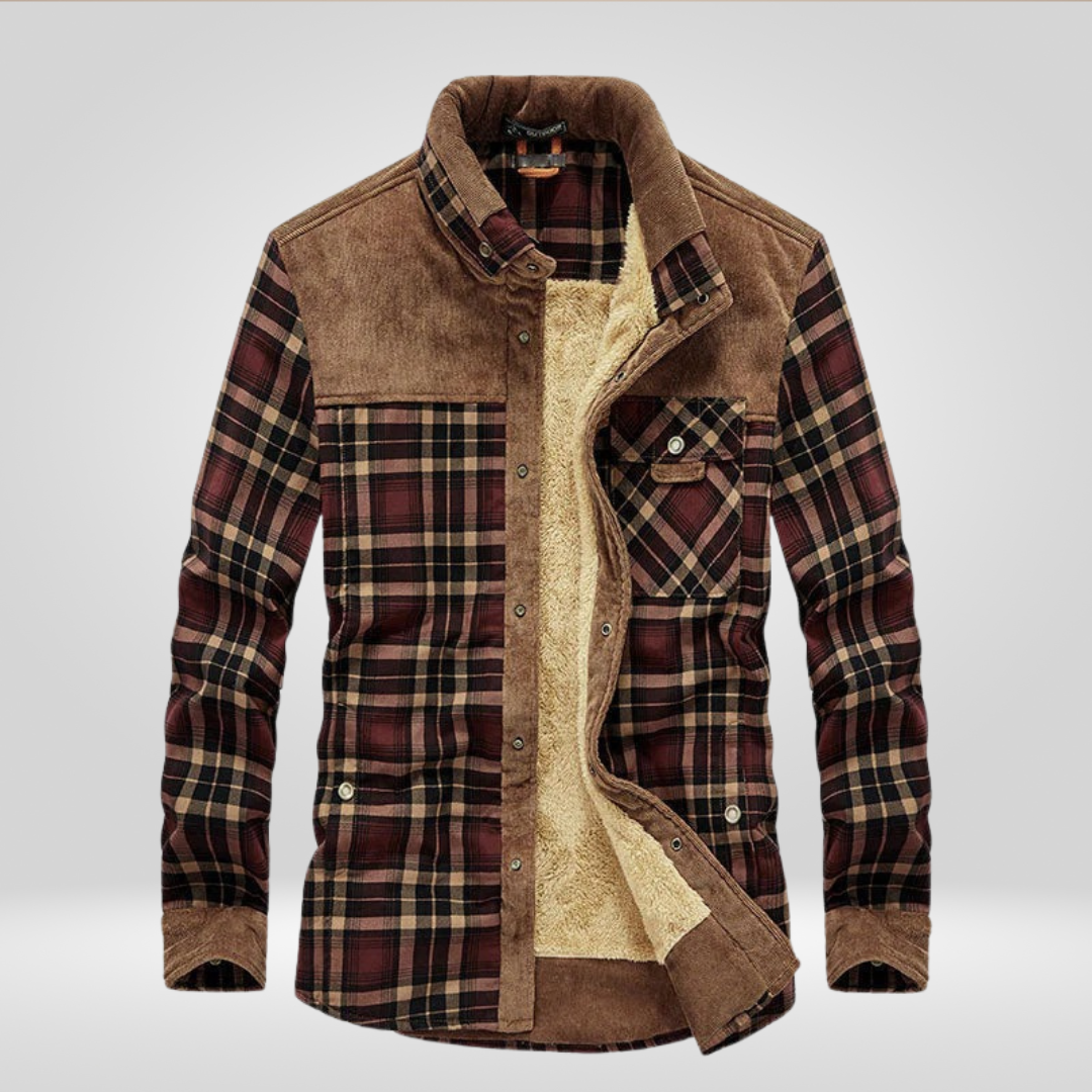 Veste surchemise en molleton chaud à carreaux pour homme
