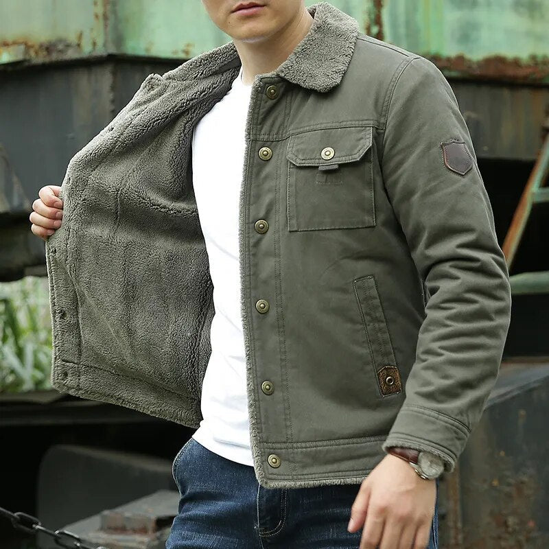 Veste d'hiver chaude pour homme polaire poches boutons