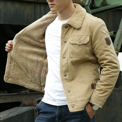Veste d'hiver chaude pour homme polaire poches boutons