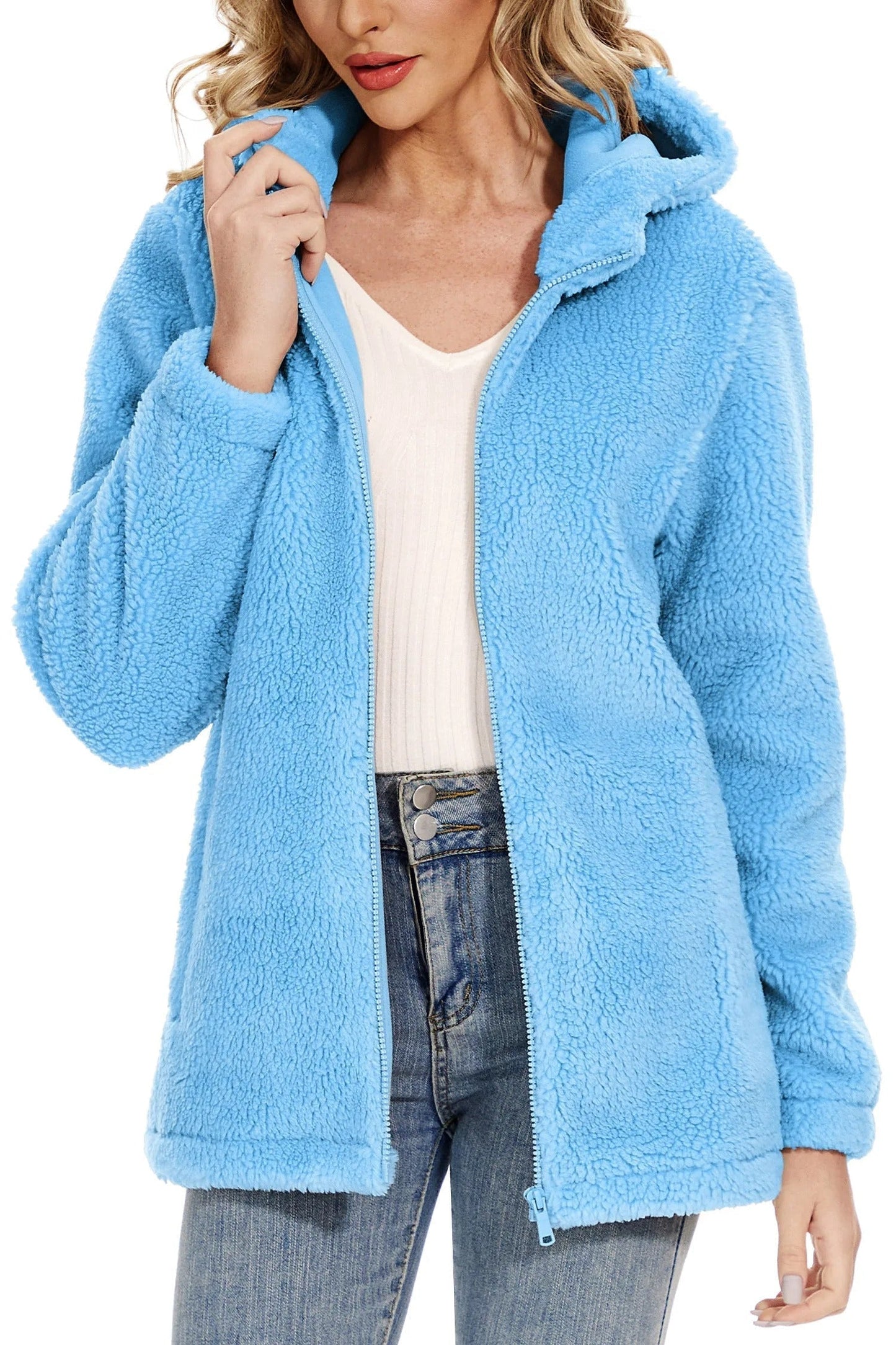 Veste en polaire à capuche pour femme