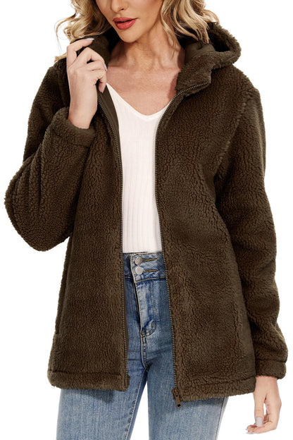 Veste en polaire à capuche pour femme