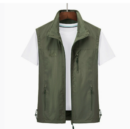 Gilet cargo homme sans manches zippé