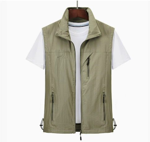 Gilet cargo homme sans manches zippé