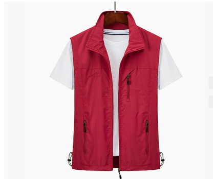 Gilet cargo homme sans manches zippé