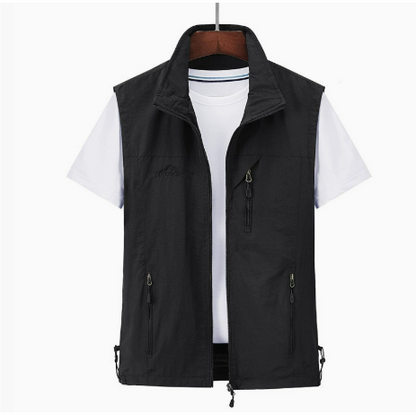 Gilet cargo homme sans manches zippé