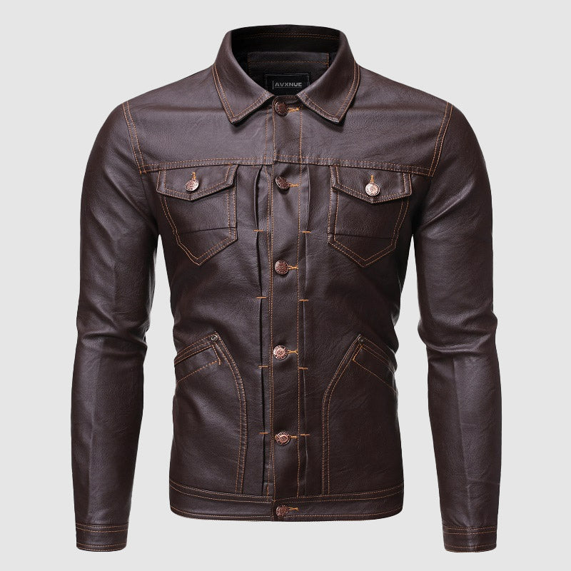 Élégante veste en cuir style motard look vintage