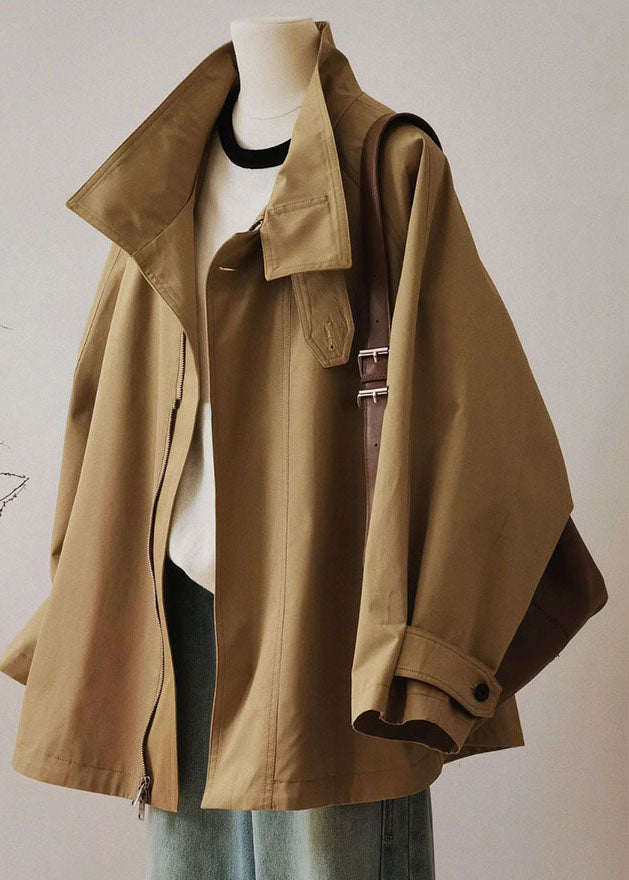 Trench-coat long élégant pour femme à manches longues et fermeture éclair