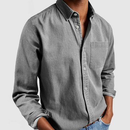 Chemise décontractée pour homme à manches longues avec poche poitrine
