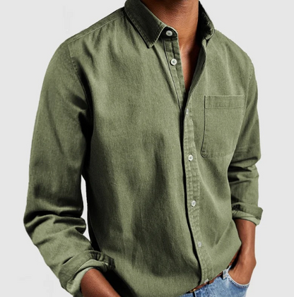 Chemise décontractée pour homme à manches longues avec poche poitrine