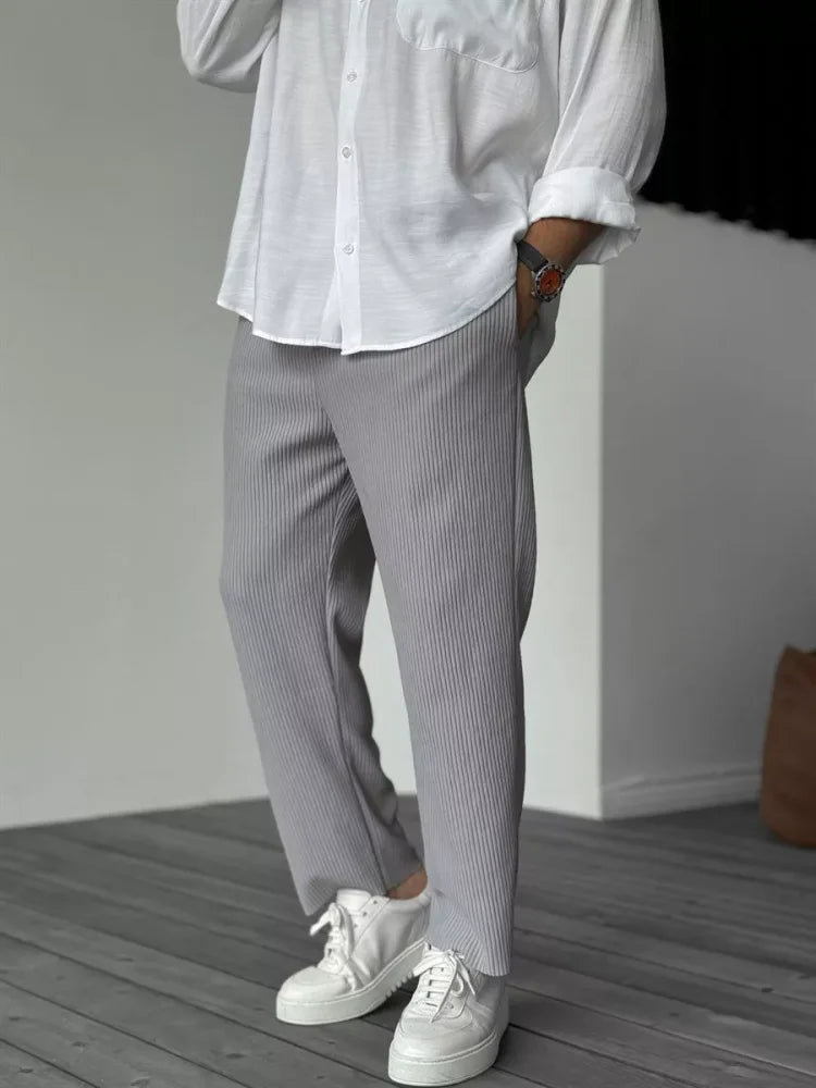 Pantalon Homme Confortable Élastiqué Côtelé