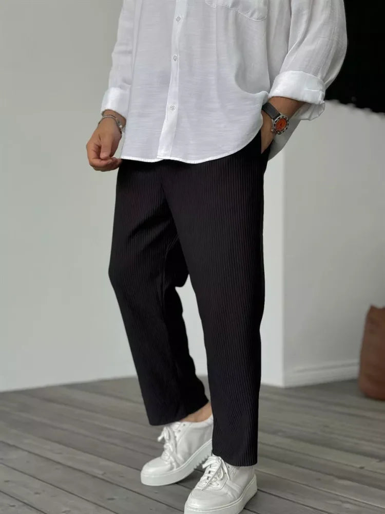 Pantalon Homme Confortable Élastiqué Côtelé