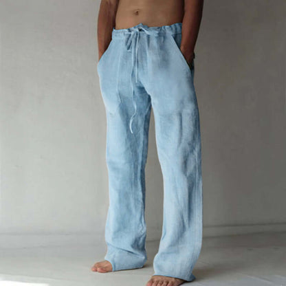 Pantalon en lin confortable pour hommes coupe décontractée