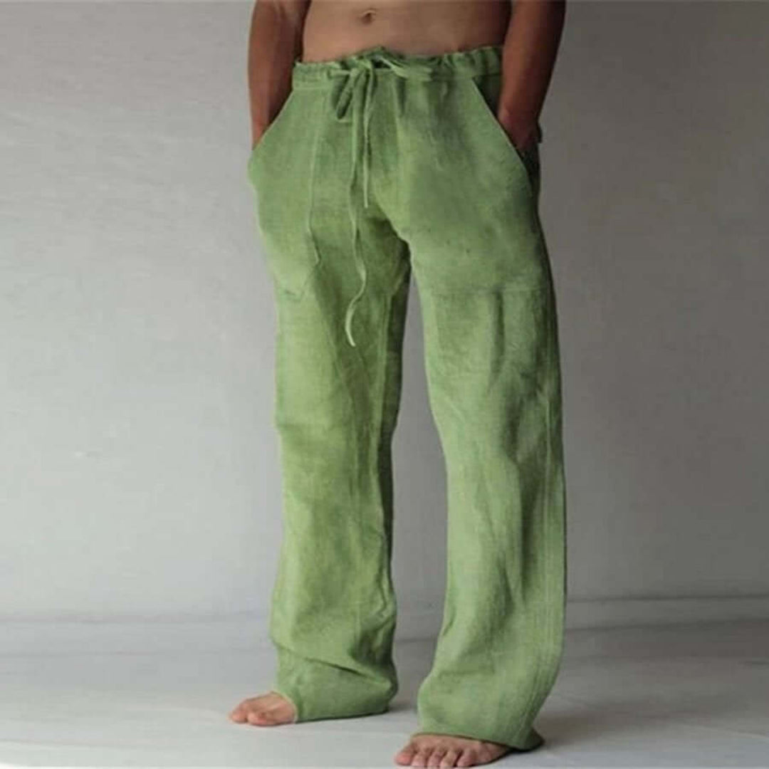 Pantalon en lin confortable pour hommes coupe décontractée