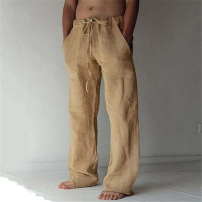 Pantalon en lin confortable pour hommes coupe décontractée