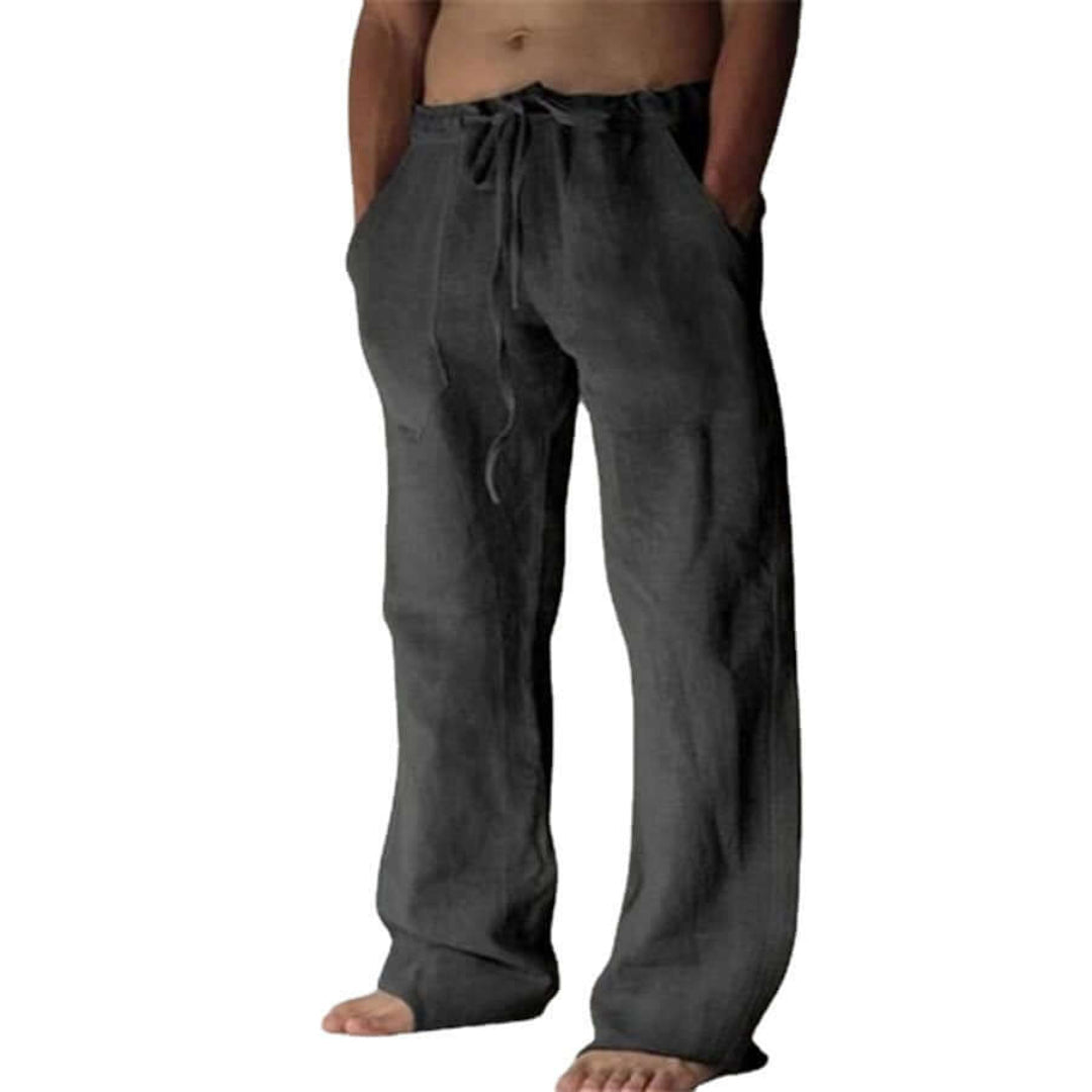 Pantalon en lin confortable pour hommes coupe décontractée