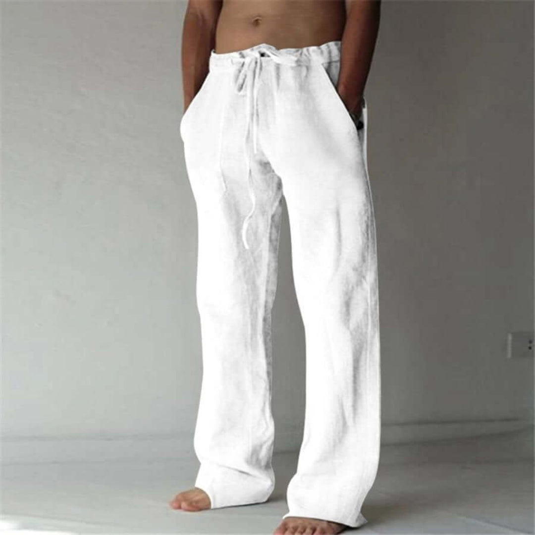 Pantalon en lin confortable pour hommes coupe décontractée