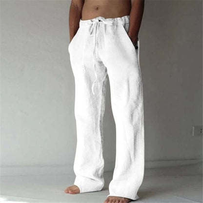 Pantalon en lin confortable pour hommes coupe décontractée