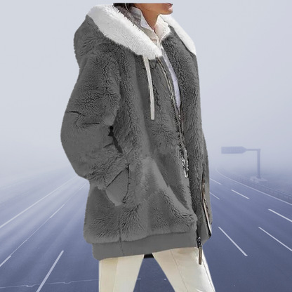 Veste oversize femme en teddy-peluche manteau chaud d'hiver