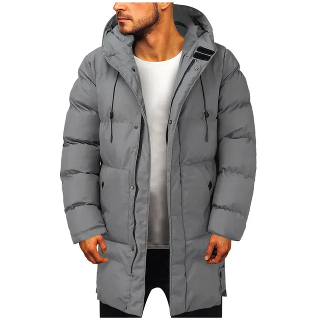 Herren Parka Grau Lang Mantel - IdealeKleiden