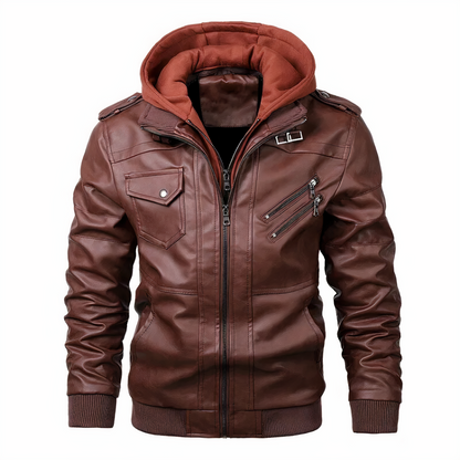 Blouson en cuir homme style motard noir