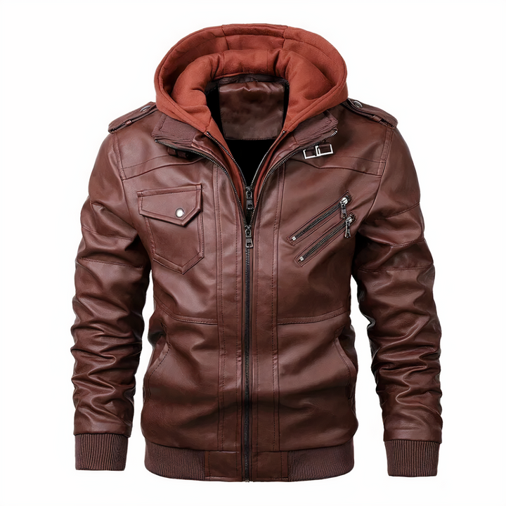 Blouson en cuir homme style motard noir