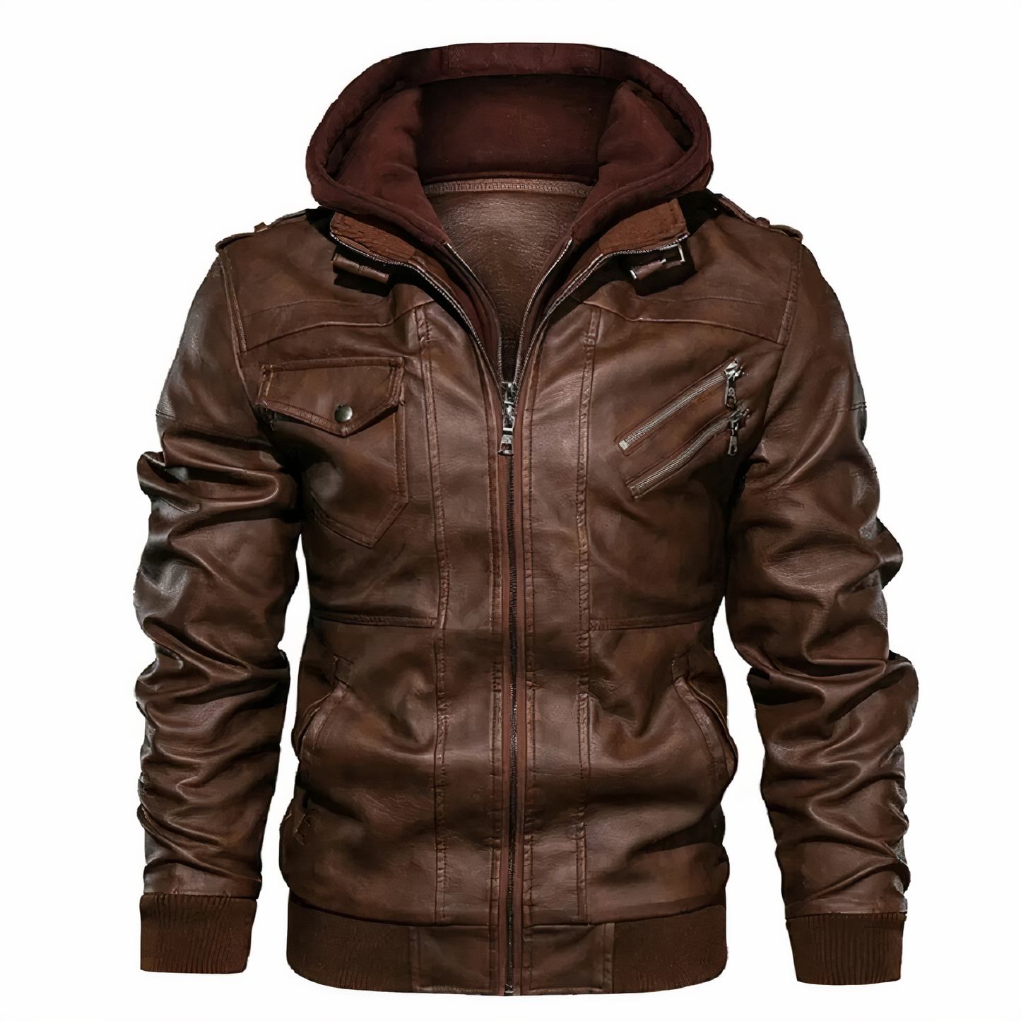 Blouson en cuir homme style motard noir