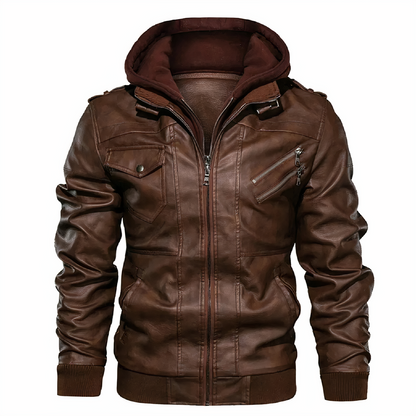 Blouson en cuir homme style motard noir