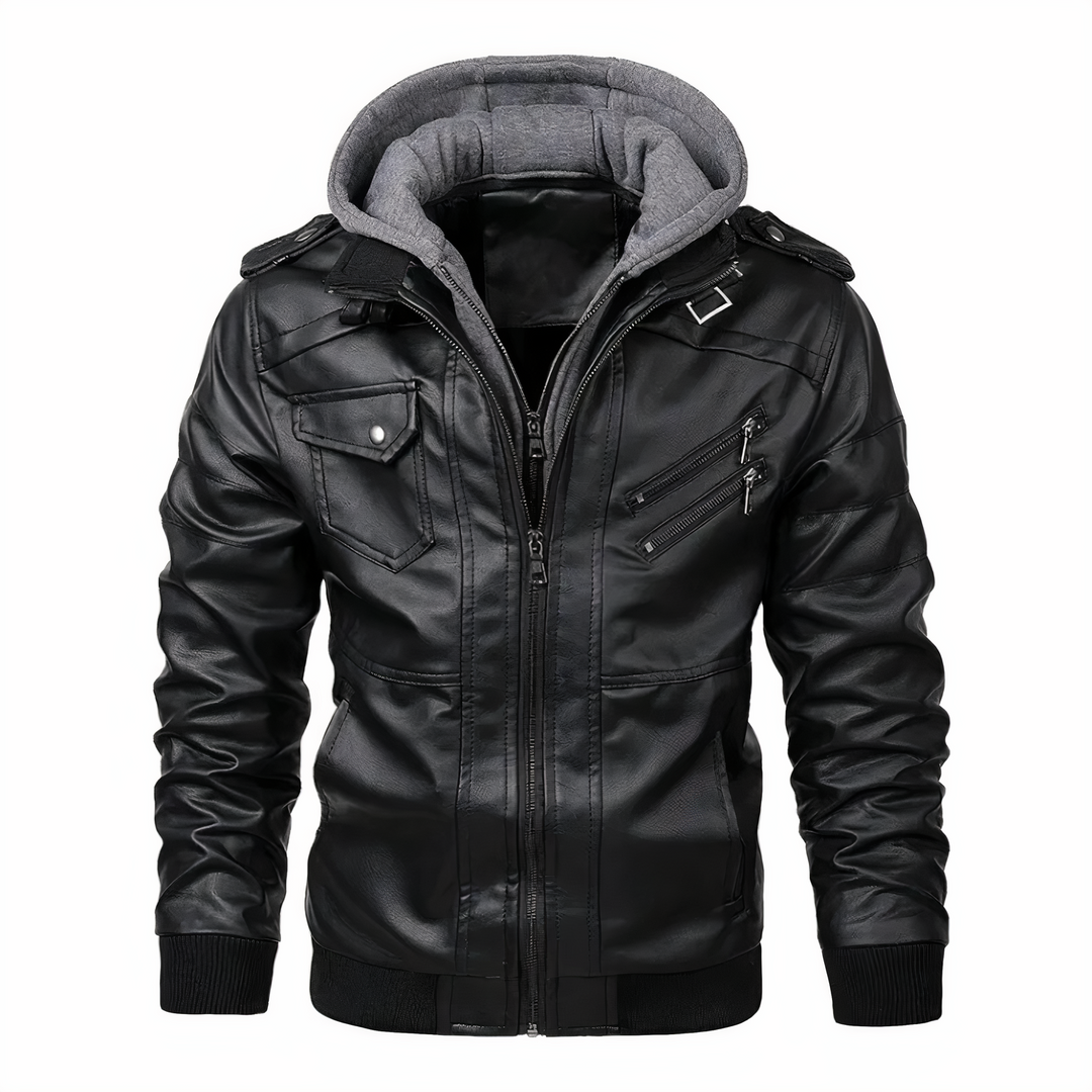 Veste en cuir élégante pour femme avec capuche