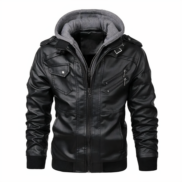 Veste en cuir élégante pour femme avec capuche