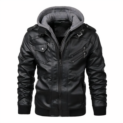 Blouson en cuir homme style motard noir