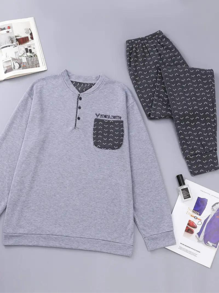 Pyjama homme confortable à manches longues