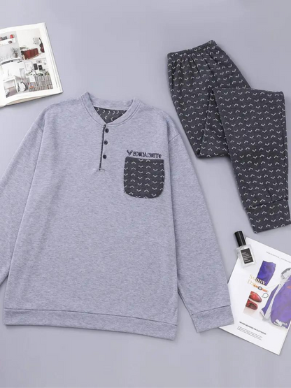 Pyjama homme confortable à manches longues