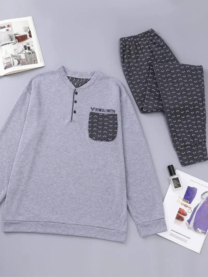 Pyjama homme confortable à manches longues