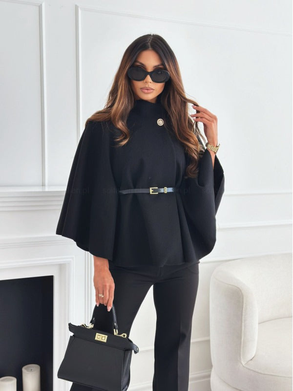 Cape Femme Élégant Col Montant Design Stylé
