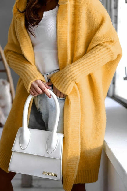 Gilet en maille pour femme, coupe oversize, à capuche, confortable